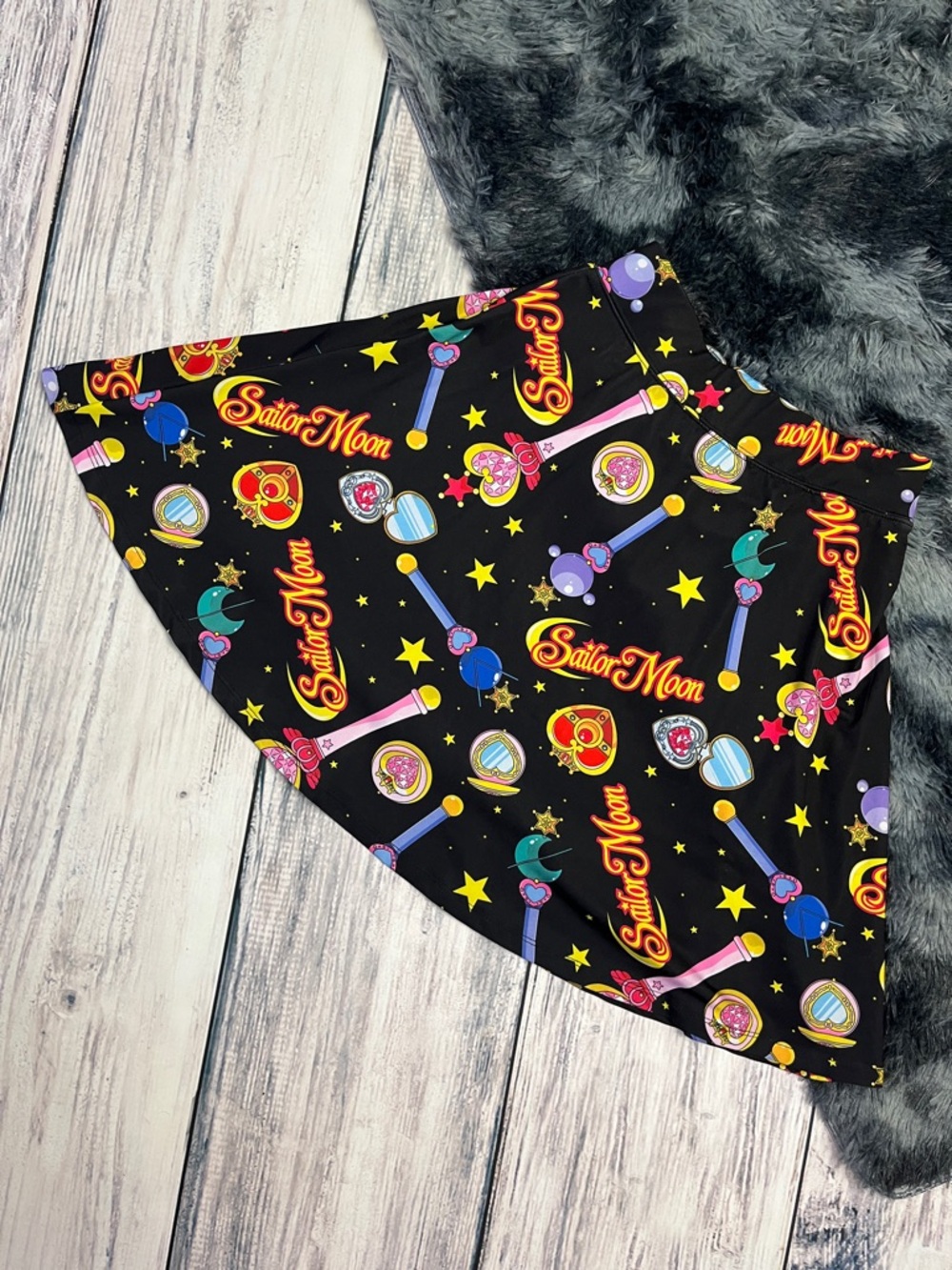 Sailor Moon Black Printed Circle Skirt